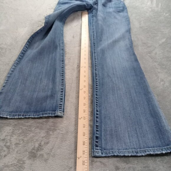 Silver Jeans Women's 32x31.5, Tag 30x32 Suki Bootcut Blue Stretch Distressed - Picture 9 of 15